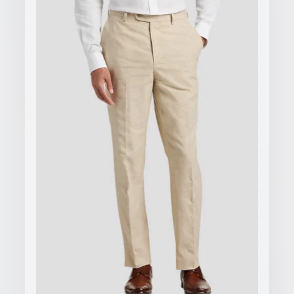 Pronto Uomo Platinum Mens 42x30 Linen Beige Dress Pants Trousers‎
